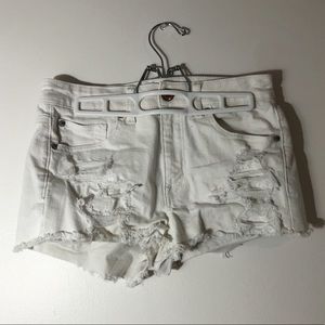 white super stretch american eagle jean shorts